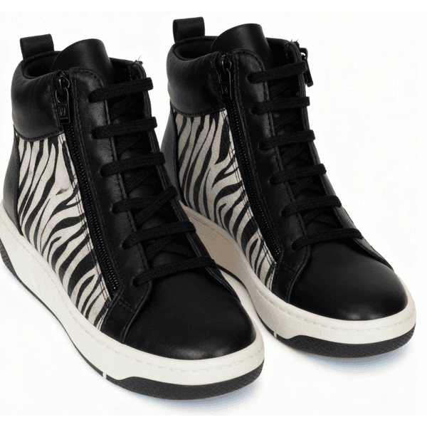 Tênis Botinha Couro Premium Animal Print Preto Pelo Zebra 2055