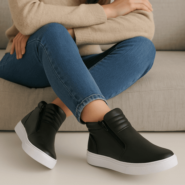 Bota Cano Baixo Premium Couro Confort Preto 2096