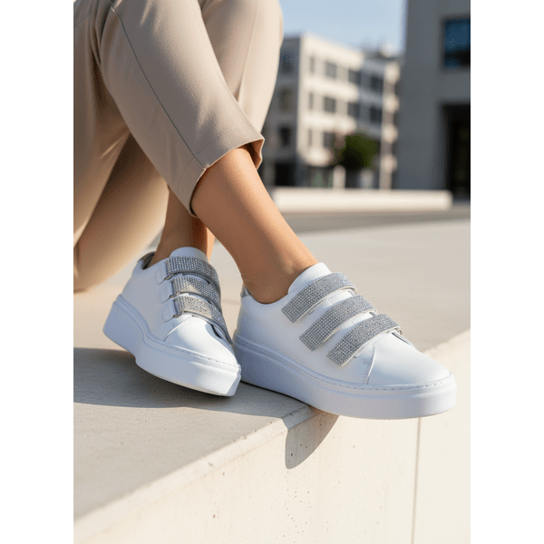 Tênis Slip On Couro Legitimo Luxo Strass 2900