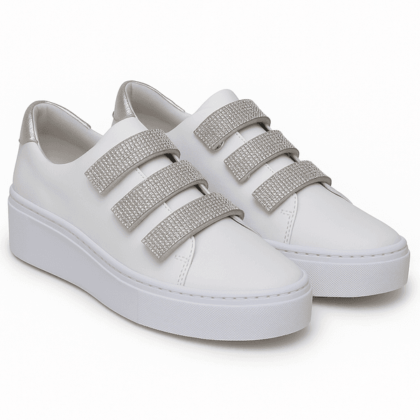 Tênis Slip On Couro Legitimo Luxo Strass 2900