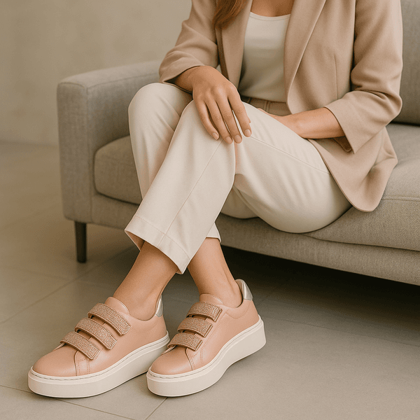 Tênis Slip On Couro Legitimo Luxo Strass 2900