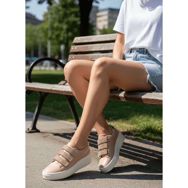 Tênis Slip On Couro Legitimo Luxo Strass 2900