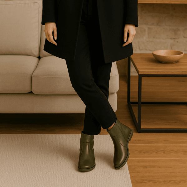 Bota Cano Baixo Couro Legitimo Premium Plume Oliva 9999 