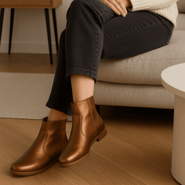Bota Cano Baixo Couro Legitimo Premium Confort Ouro Velho 9999