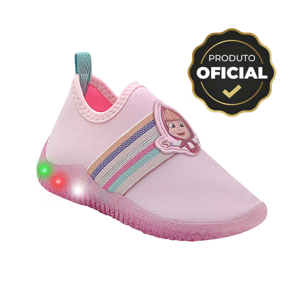 Tênis Infantil Menina Masha e o Urso Led Rosa