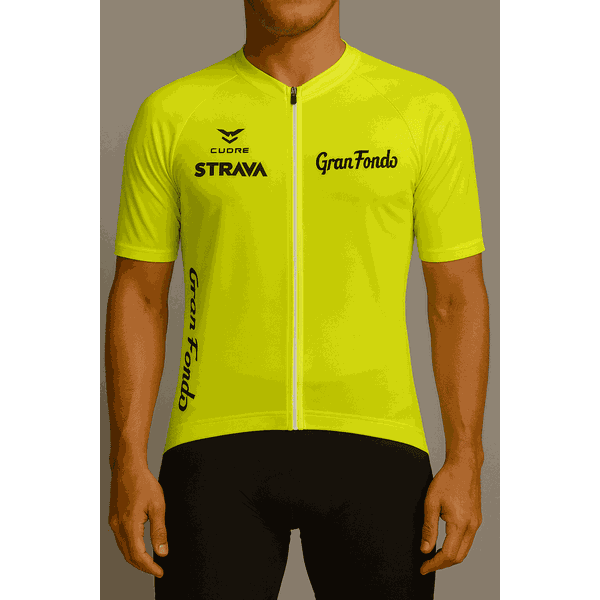 CAMISETA BIKE- GRAN FONDO STRAVA- MOD VERDE LIMÃO