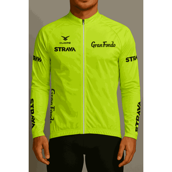 CAMISETA BIKE- GRAN FONDO STRAVA- MOD VERDE NEON
