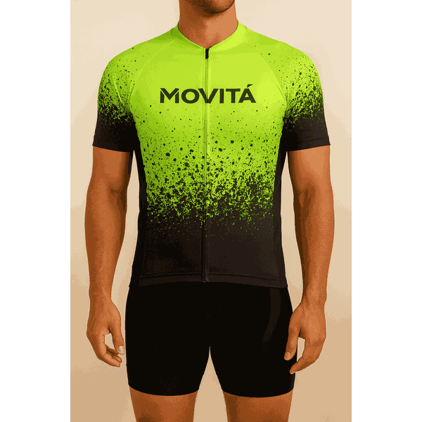 CAMISETA BIKE - MOVITÁ- MOD VERDE/PRETO GRANULADO