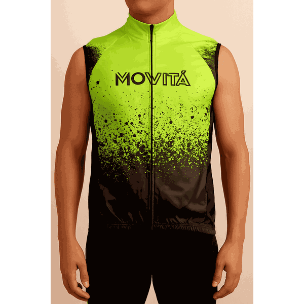CORTA VENTO COLETE BIKE - MOVITÁ- MOD VERDE/PRETO GRANULADO
