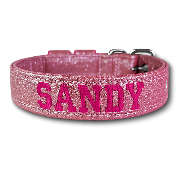 COLEIRA BABY PERSONALIZADA 3cm glitter rosa com nome em rosa pink
