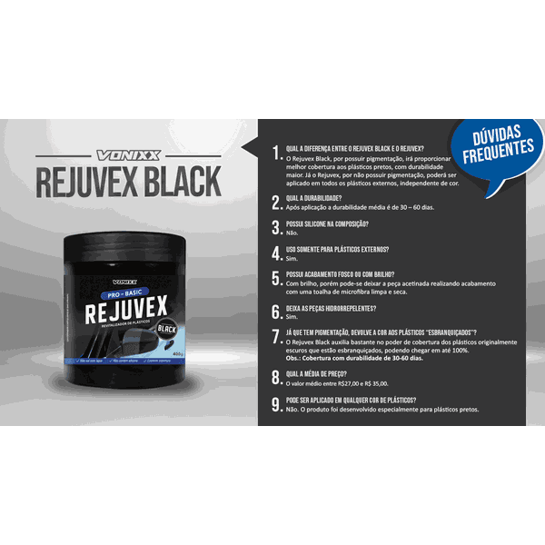 REJUVEX BLACK REVITALIZADOR DE PLÁSTICOS EXTERNOS 400G VONIXX