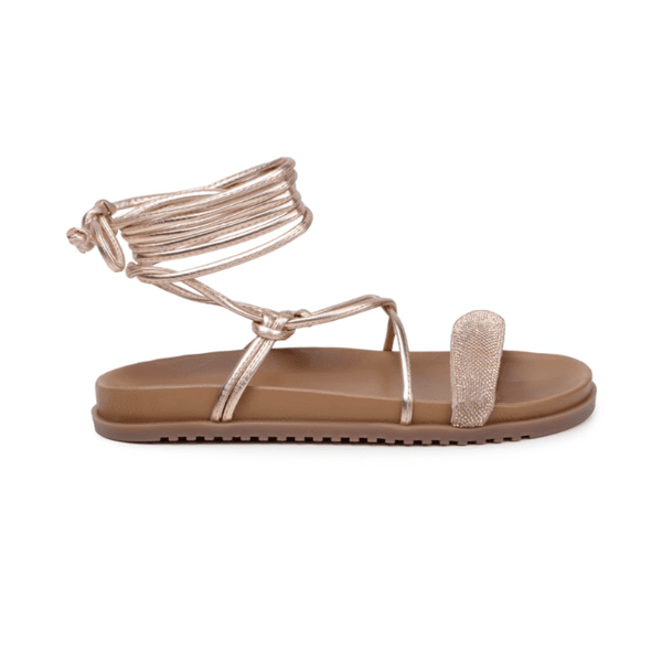 Papete Flat Strass Havana Nude