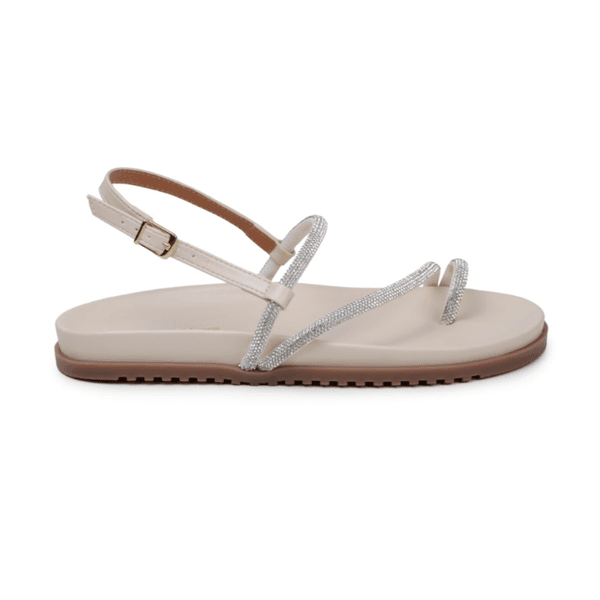 Papete Flat Strass London Branca
