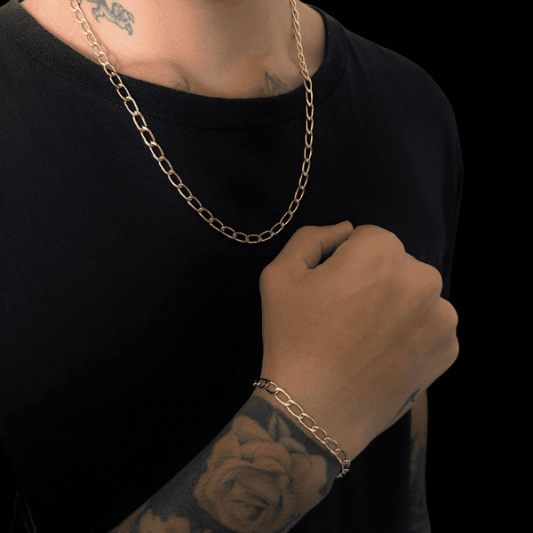 Kit Grummet alongado(60cm)+ Pulseira - Banhado a ouro 18K