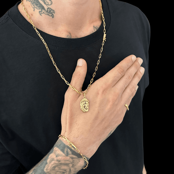Kit Corrente Cartier (4mm) - 70cm - Feche Canhão + Pulseira - Banhado A Ouro 18k
