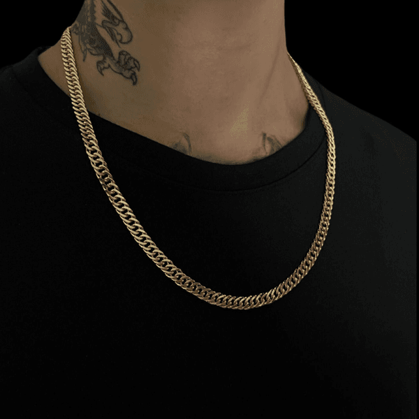 Corrente Lacraia (7mm) - Banhado a Ouro 18K