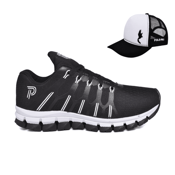 Kit Tênis Esportivo Corrida Caminhada Academia Leve Flexível com Boné do 34 ao 43