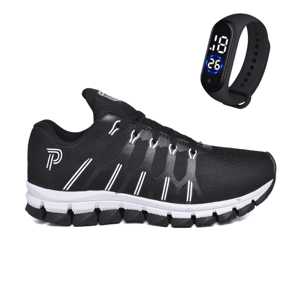 Tênis Esportivo Unissex Corrida Caminhada Leve e Confortável com Relógio Digital do 34 ao 43