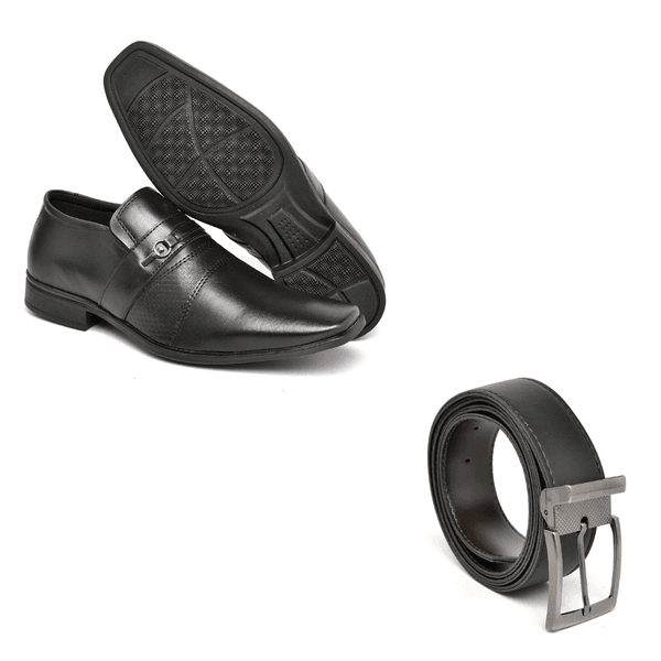 Kit Sapato Social Masculino Preto Formal de Luxo com Cinto do 37 ao 44