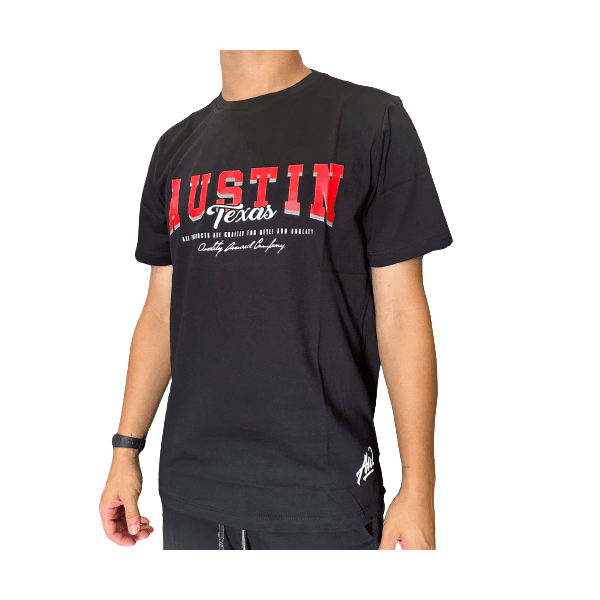 Camiseta Masculina Austin Estampada - Texas/Preta