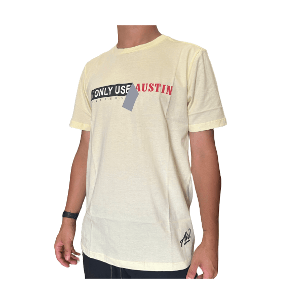 Camiseta Masculina Austin Estampada - I Only Use Austin/bege