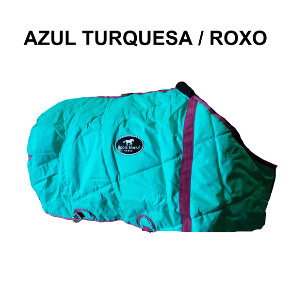Capa de Frio Boots Horse Forrada Simples - Azul Turquesa / Roxo