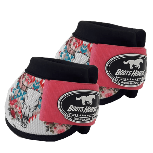 Cloche Boots Horse - Estampa 27 / Velcro rosa