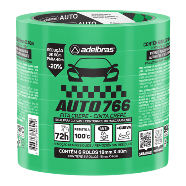 Fita Crepe 766 Verde Adelbras - Tamanhos