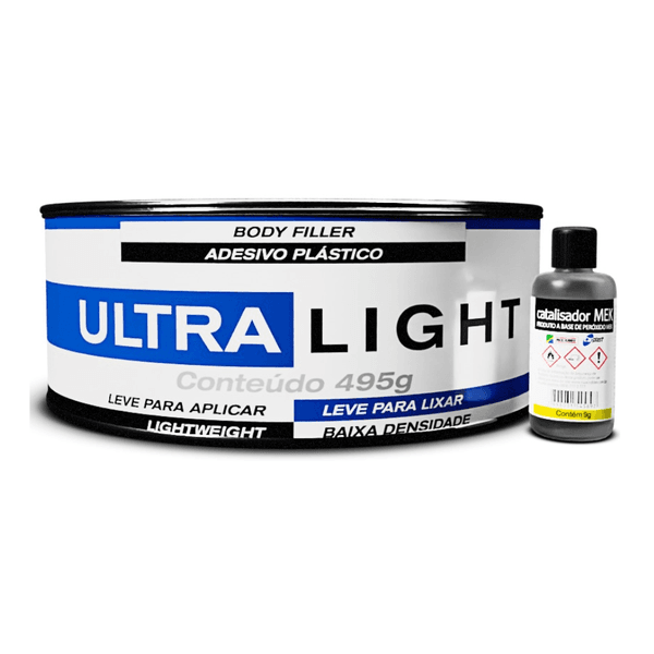 Massa Plástica Ultralight Branca + catalisador Maxi Rubber - 495g