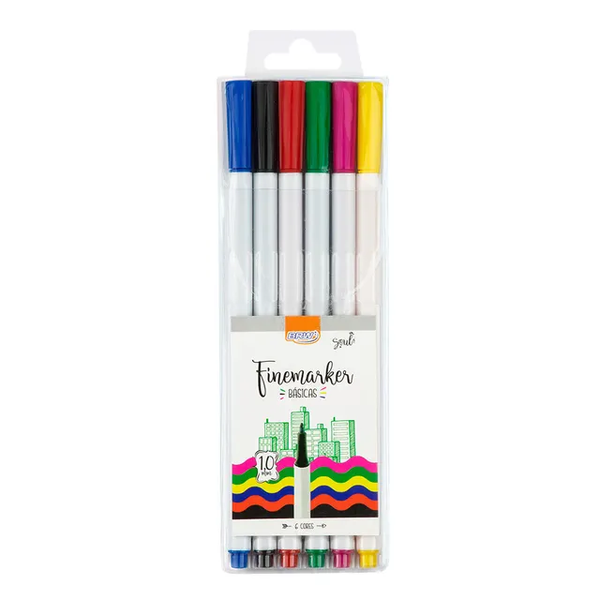 Kit Canetas Finemarker cores Básicas - 6 UN