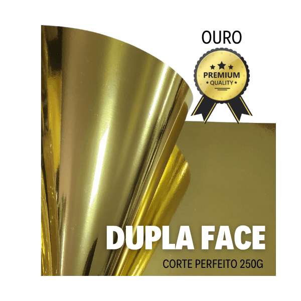 25 folhas Papel Lamicote Dupla Face Ouro 30x30