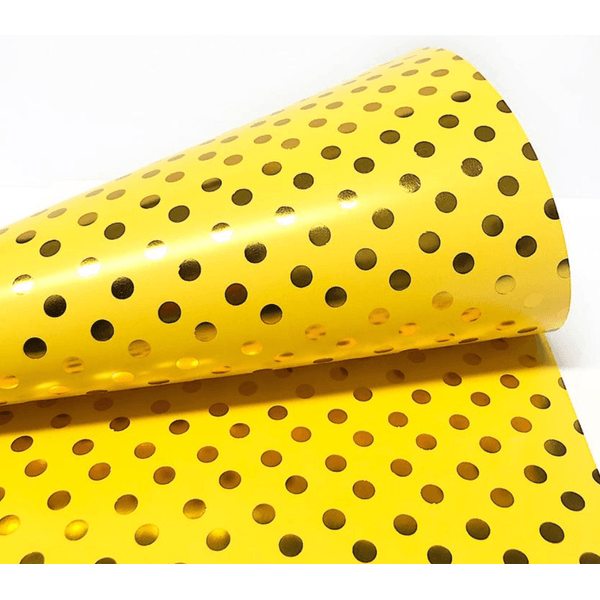 Papel Amarelo Bolinha Laminada