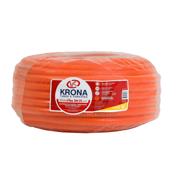 MANGUEIRA PVC CORRUGADA 25MM 3/4" LARANJA 1236 KRONA
