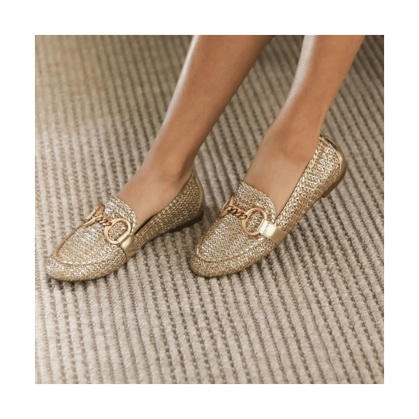 Mocassim Aurora em Trama Dourado