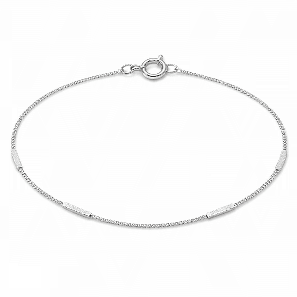 Pulseira Infantil Plaquinha Fecho Boia Banhado a Prata 925