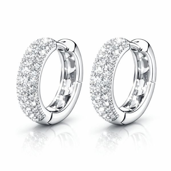 Brinco Argola Cravejada N14 Zircônia Banhado a Prata 925