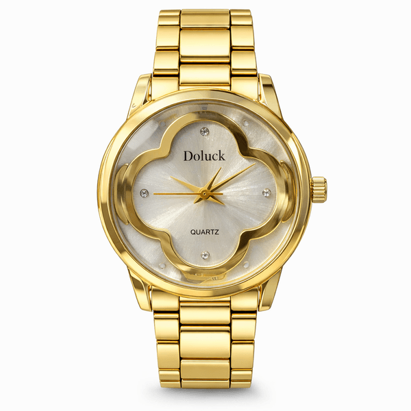 Relógio Trevo Redondo Aço Dourado