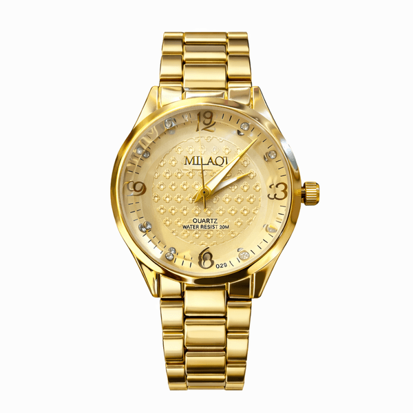 Relógio Milaqi Diamonts Pequeno Aço Dourado