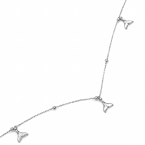 Tornozeleira Rabo Baleia Pendurada Banhado a Prata 925