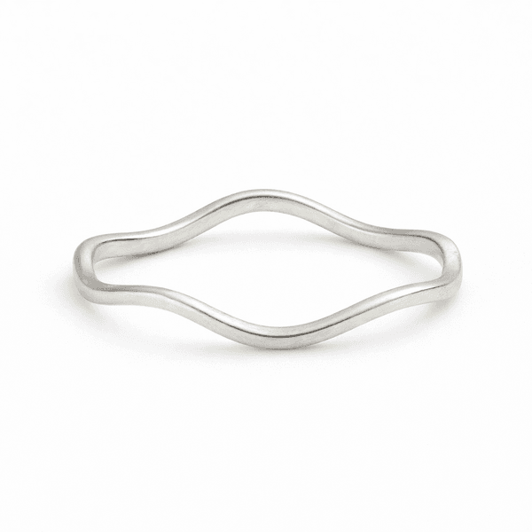 Anel Falange Ondas Banhado a Prata 925