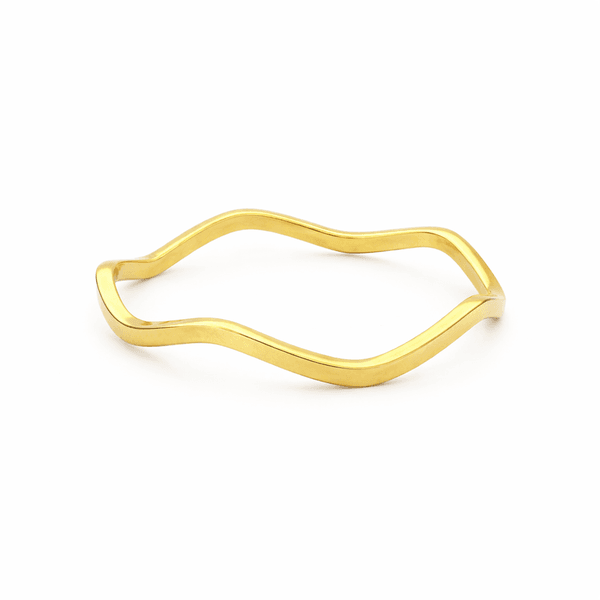 Anel Ondas Duo Aço Dourado