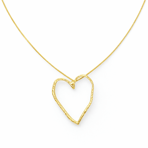 Colar Coração Torto Banhado A Ouro 18K