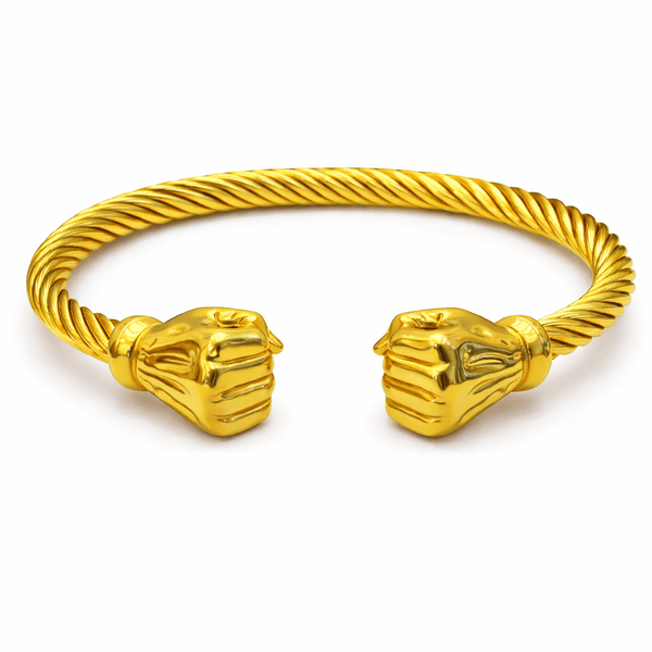 Pulseira Bracelete Duas Luva Box Aço Dourado.