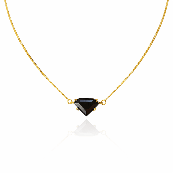 Colar Diamante Preto 46/0.8 Banhado A Ouro 18K