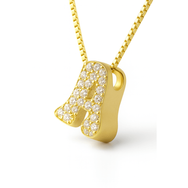 Pingente Letra A Cravejada Banhado a Ouro 18K