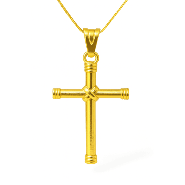 Pingente Zamac Cruz Banhado A Ouro 18k
