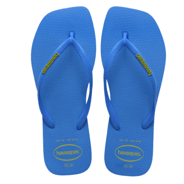 Chinelo Havaianas Slim Square Logo Pop Up - Azul Brilhante
