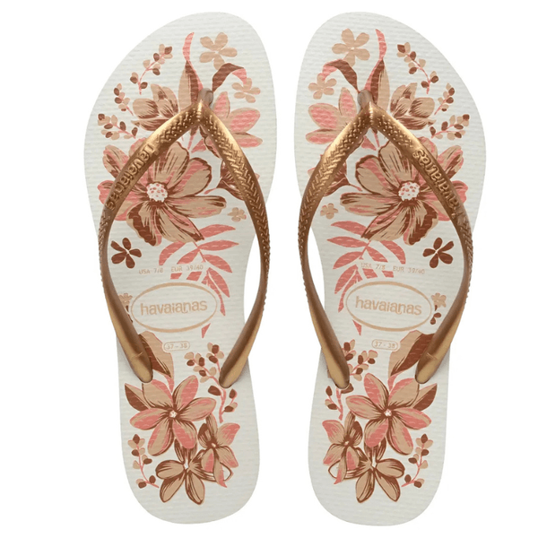 Chinelo Havaianas Slim Organic Branco/Dourado