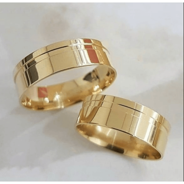 Par De Alianças em Moeda Antiga Revestida em Prata 950