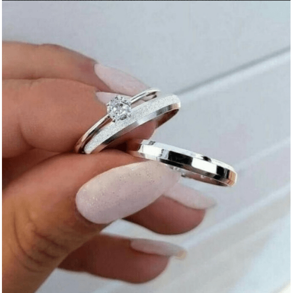 Par De Alianças Em Prata 950 + Anel Solitáro